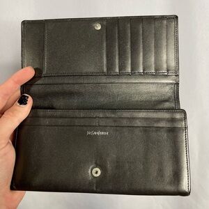 YSL Yves Saint Laurent | Large Dark Gray Leather Continental Bifold Zip Wallet